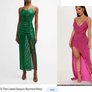 NWT hot pink sequin maxi slit dress